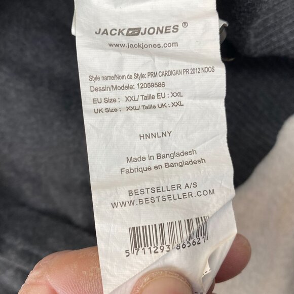 Jack & Jones Mens Cardigan Sweater Size XXL Premium Gray Button Up Knit Casual - Picture 3 of 5